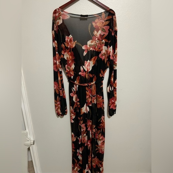 COPY - Monaco full length maxi floral sheer dress with cut out long sleeves PLU… - Picture 10 of 11